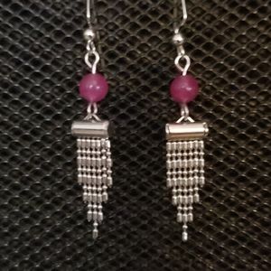 3/$20 | Plum and silver graduated chain earrings